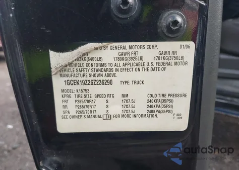 2006 Chevrolet Silverado 1500 Lt1 z USA, uszkodzony, nr VIN 1GCEK19Z26Z236290